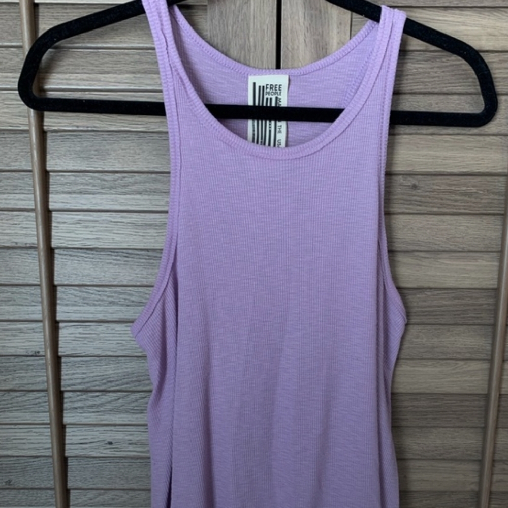 Free People Razorback Ribbed Loose Swing Tank Purple Lavender Small